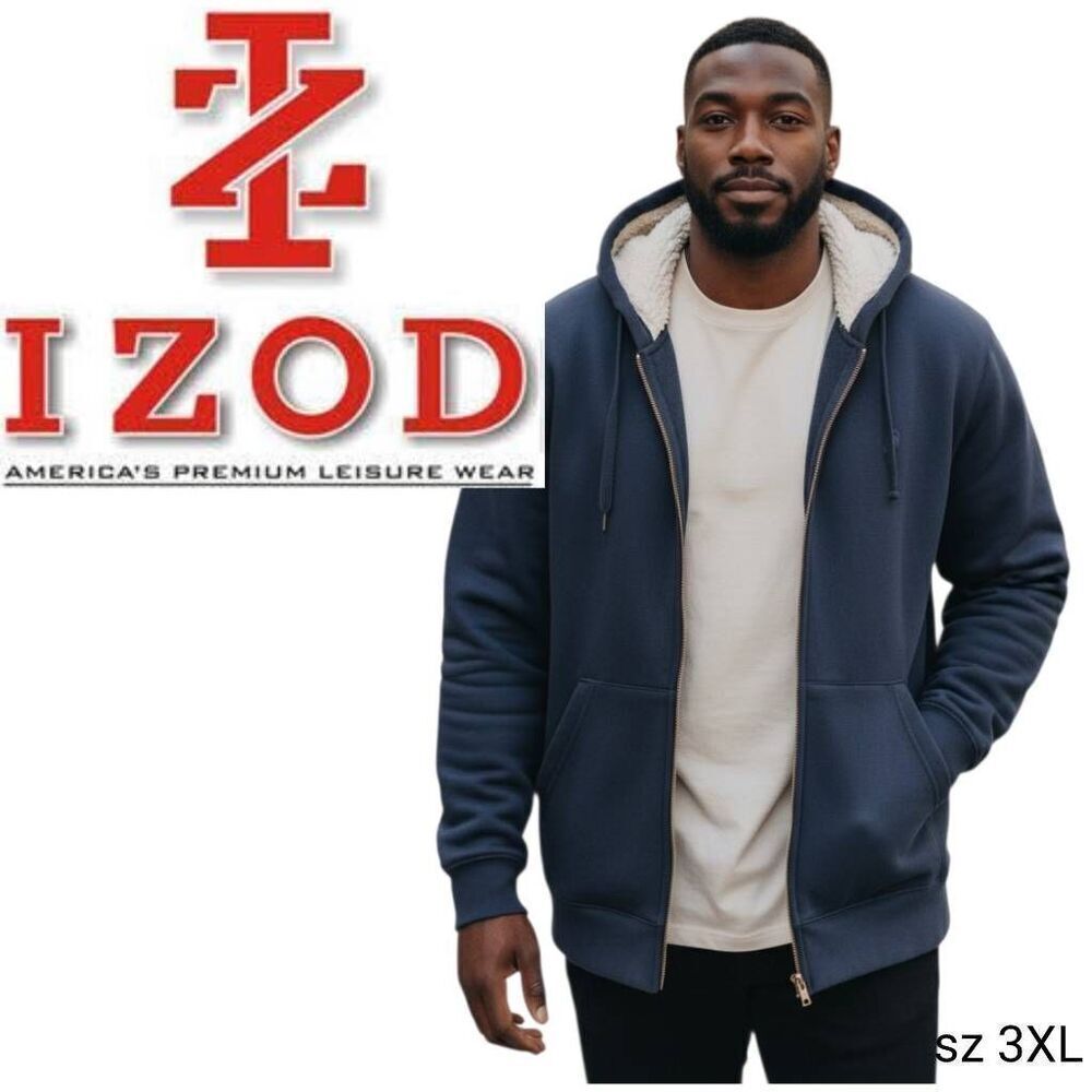 Izod Blue Sweat Shirt Zip Up Hoodie